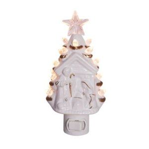Nativity Christmas Tree Nightlight White Gold Ornament NEW